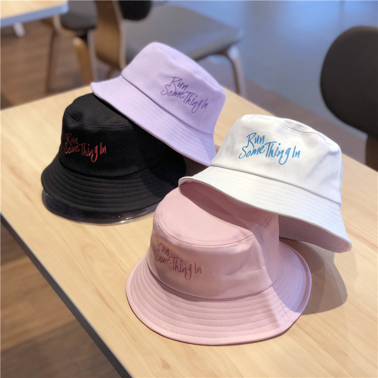 紫色渔夫帽子女夏韩版刺绣可爱学生日系软妹防晒大沿遮阳盆帽男潮