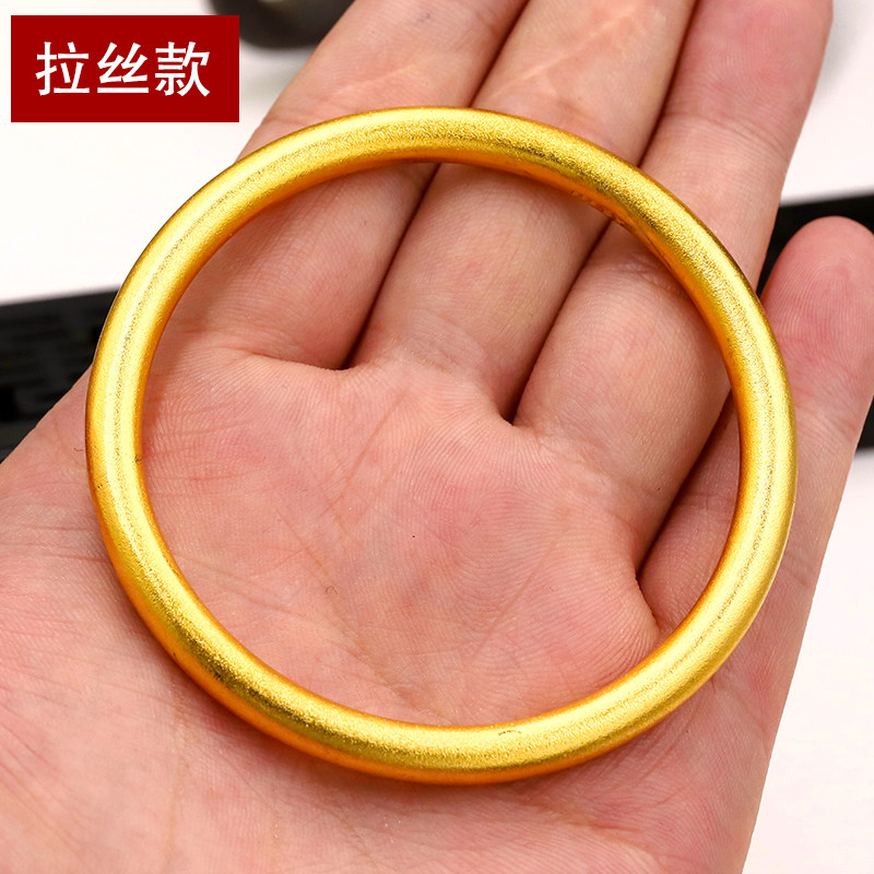92刻999传承沙金手镯女正品古法实心素圈越南矿石仿真黄金首饰