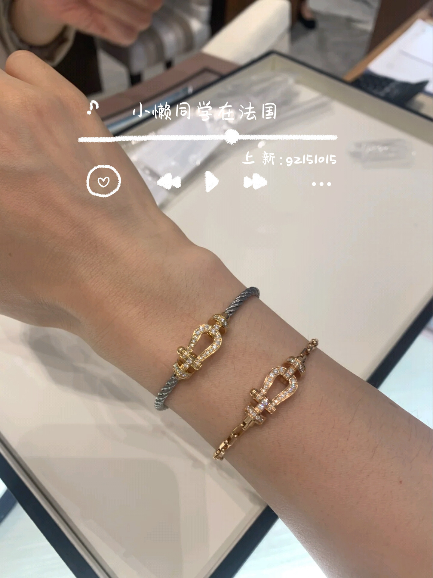 代购fred弗雷德force10马蹄扣手手链大号满钻18k手链