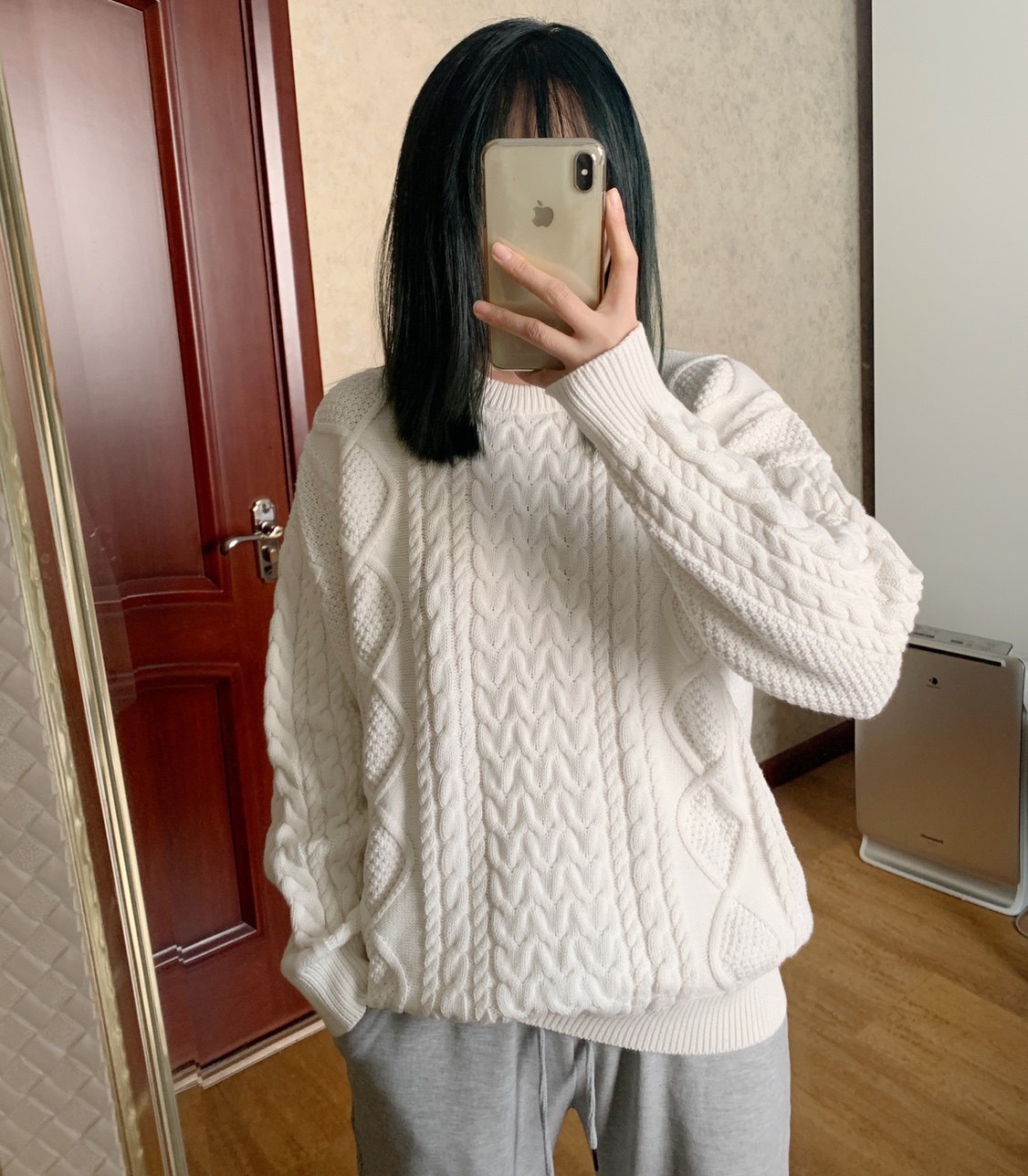 不起宽松ins毛衣针织慵懒棉线纯棉花纹麻花毛衣