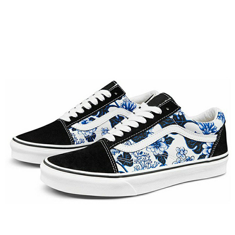 vans范斯男鞋女鞋2022新款青花瓷印花休闲帆布板鞋