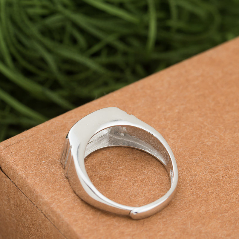 戒托男款s925纯银弧形光面方形戒指空托定制戒指