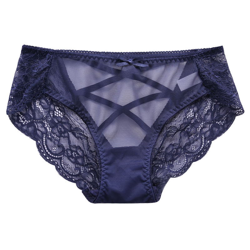 网红3条装性感蕾丝内裤镂空透明网纱新款低腰内裤