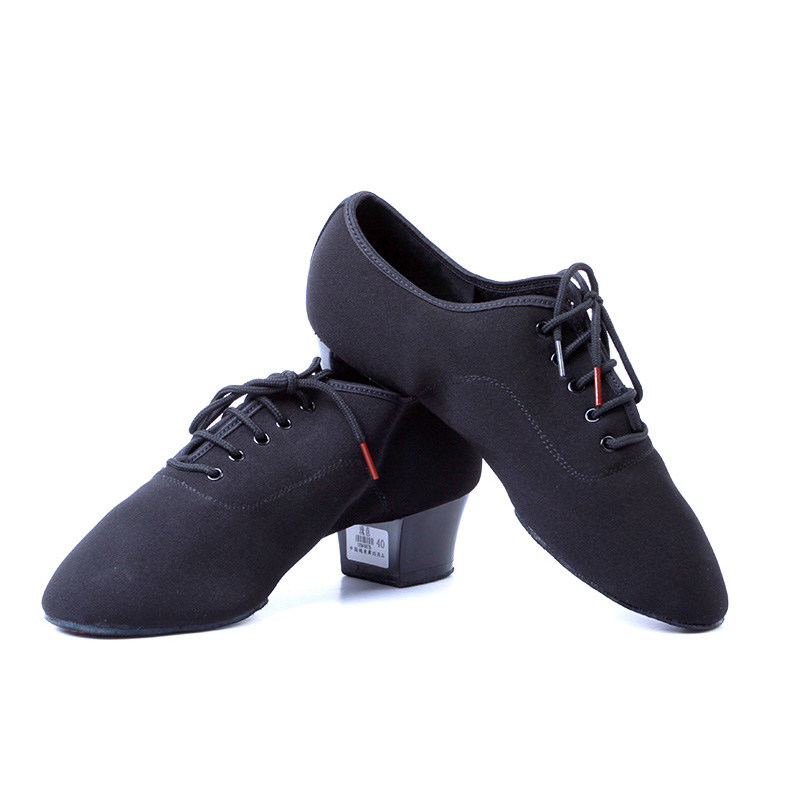 拉丁舞鞋男士成人拉丁舞国软牛皮两点牛津布黑色拉丁舞鞋
