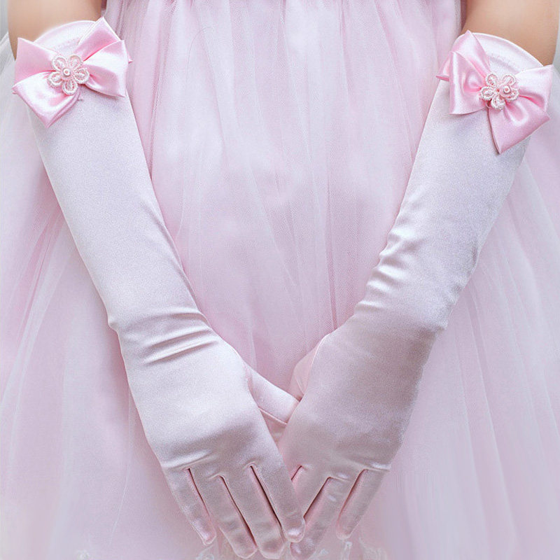 手套公主女童淑女长款儿童花童小主主持人婚纱礼服手套