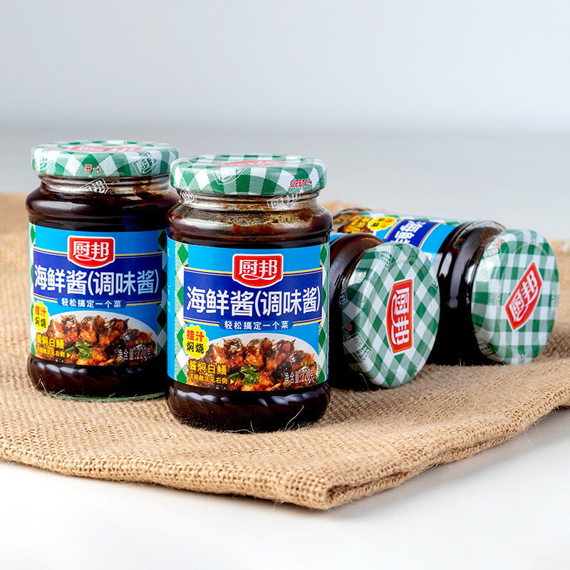 4瓶组合装 脆皮年糕蘸酱拌面烧烤美味酱香饼调味酱 厨邦海鲜酱220g