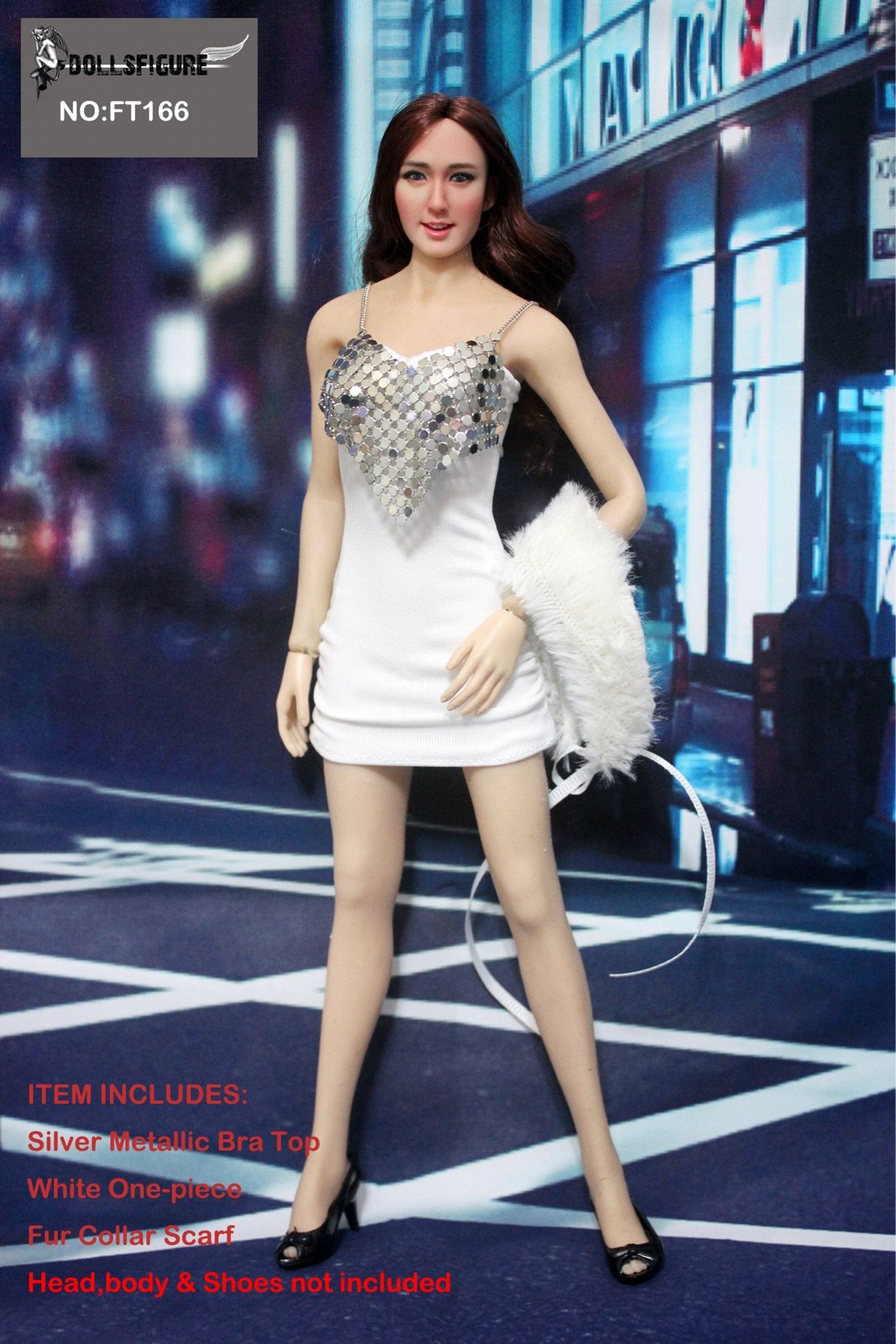 6女兵人衣服12寸dollsfigureft166亮片闪光性感连衣裙兵人专区