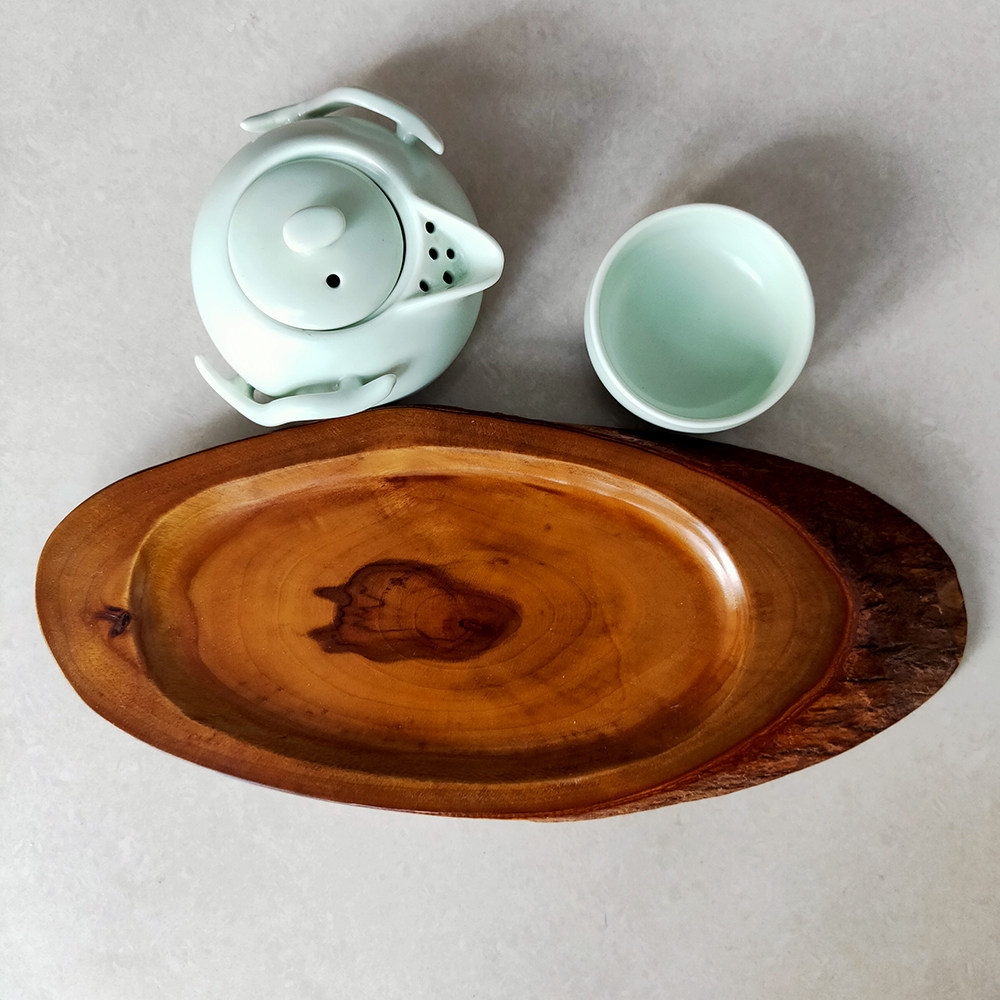 整块香樟樟木实木小号一壶一杯托盘家用办公室茶盘