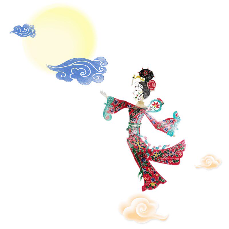 传统中国节日精品皮影戏中秋嫦娥奔月双面牛皮儿童皮影