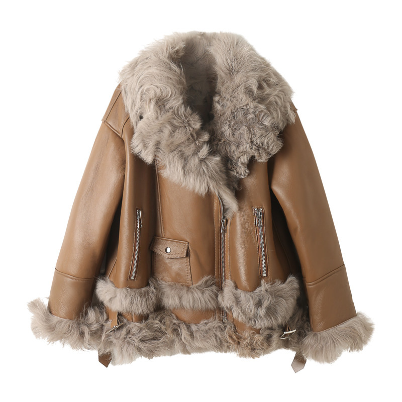 dearyan2019秋冬新款大衣女提格拉多皮毛一体女装皮草皮草