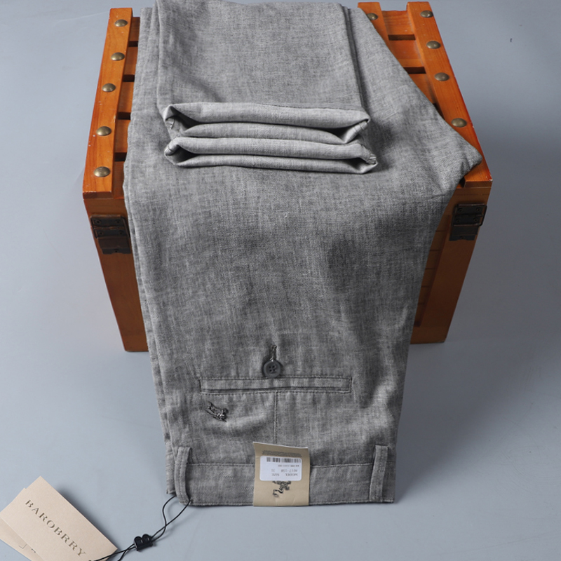 亚麻薄款长裤夏季宽松直筒休闲裤男士商场撤柜商务中年高端男裤子