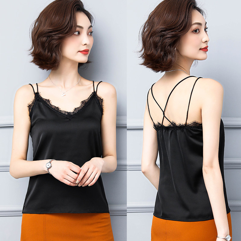 吊带夏季新款背心女内纯色短款小衫修身真丝背心吊带