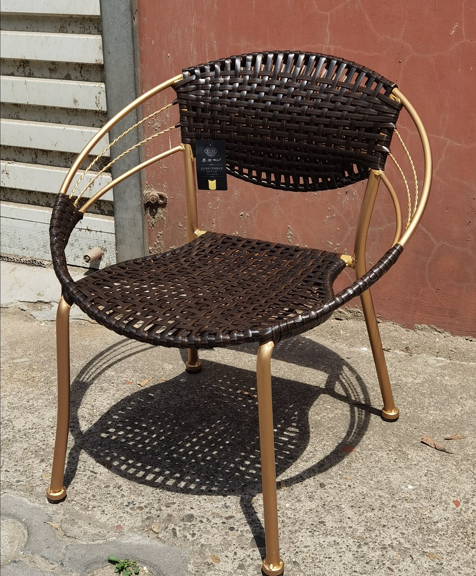 墨君仿藤靠背椅仿藤月亮椅塑料椅休闲椅墨君藤椅墨君小藤椅