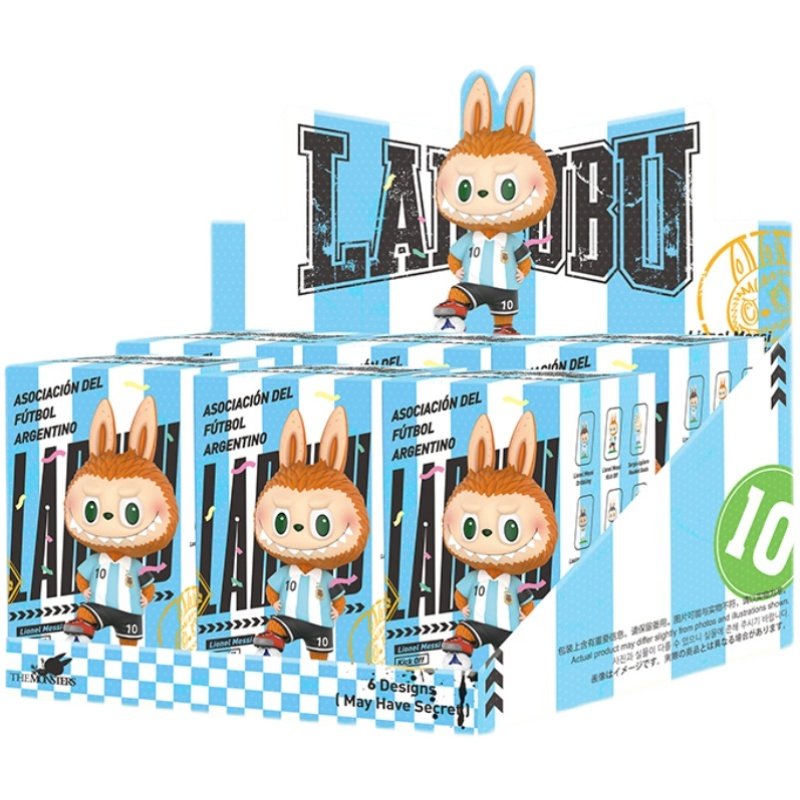 泡泡玛特labubu阿根廷国家队盲盒玩具梅西开球足球迷潮玩潮玩盲盒