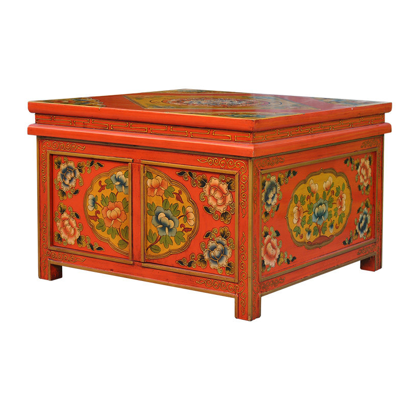 卧室藏式彩绘茶几炕桌简约方几客厅茶桌中式茶几