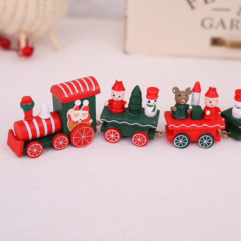 圣诞节装饰品木质小火车儿童礼物赠品装饰装饰布布置圣诞装饰品