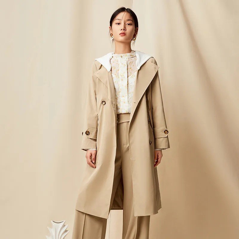 tkyshop女装新品中长纯色百搭风衣款式可选风衣