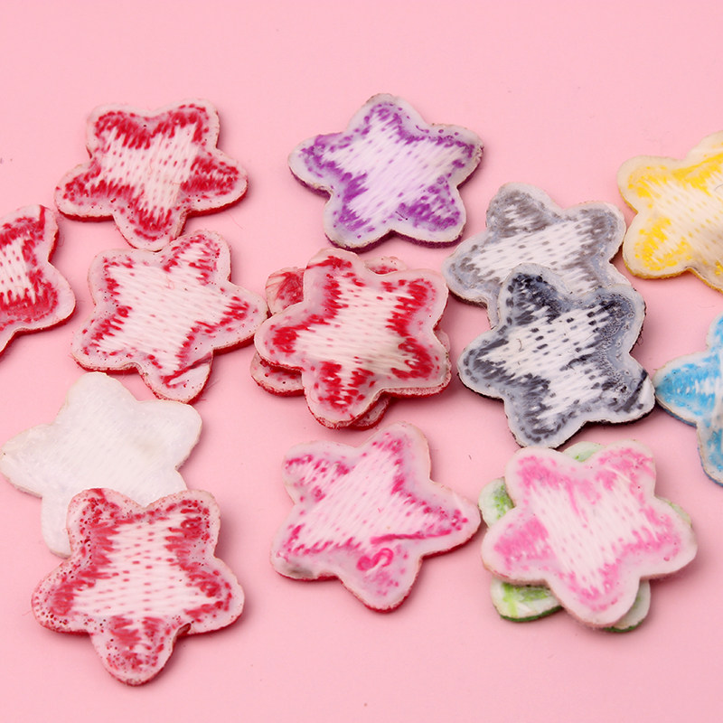 自粘星星刺绣装饰布贴五角星小号羽绒服补洞破洞修补衣服贴花迷你