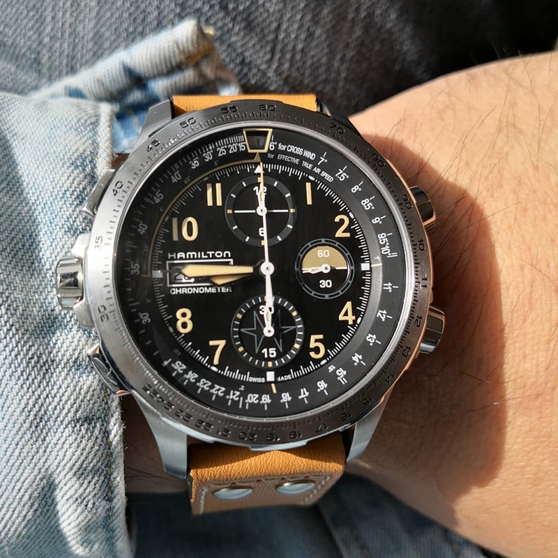 代购汉米尔顿卡其超越风速自动机械计时表限量版男手表 H77796535