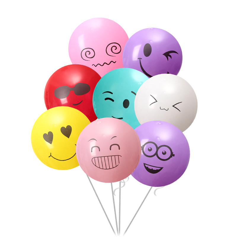派对装饰布置道具气球卡通表情造型圆形乳胶气球搞怪表情圆形气球