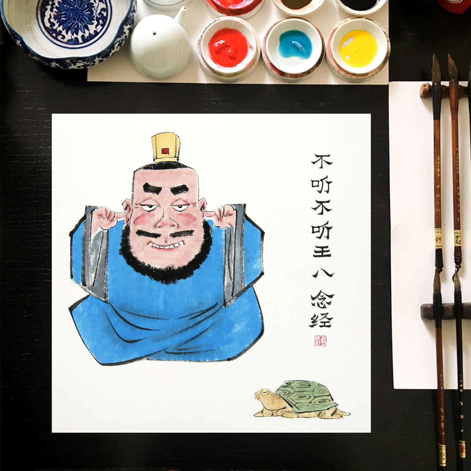 不听说梦画美美术馆王八念经手绘国画真迹客厅国画