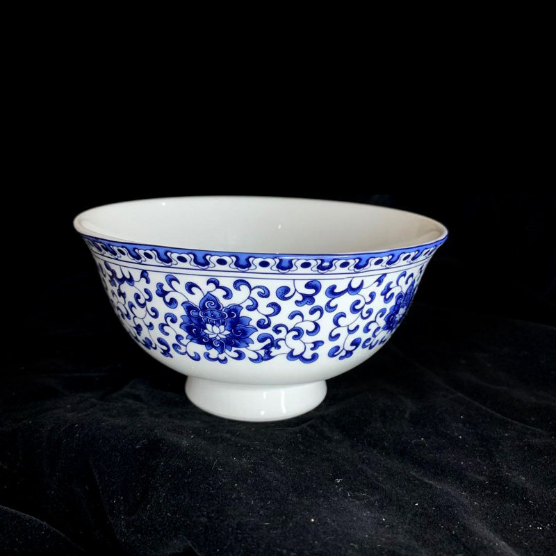 景德镇45英寸陶瓷米饭饭碗单个高脚家用吃饭中国碗