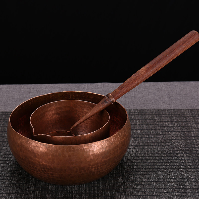 手工紫铜煮茶锅涂层加厚分体式煮茶器带茶勺茶白茶道