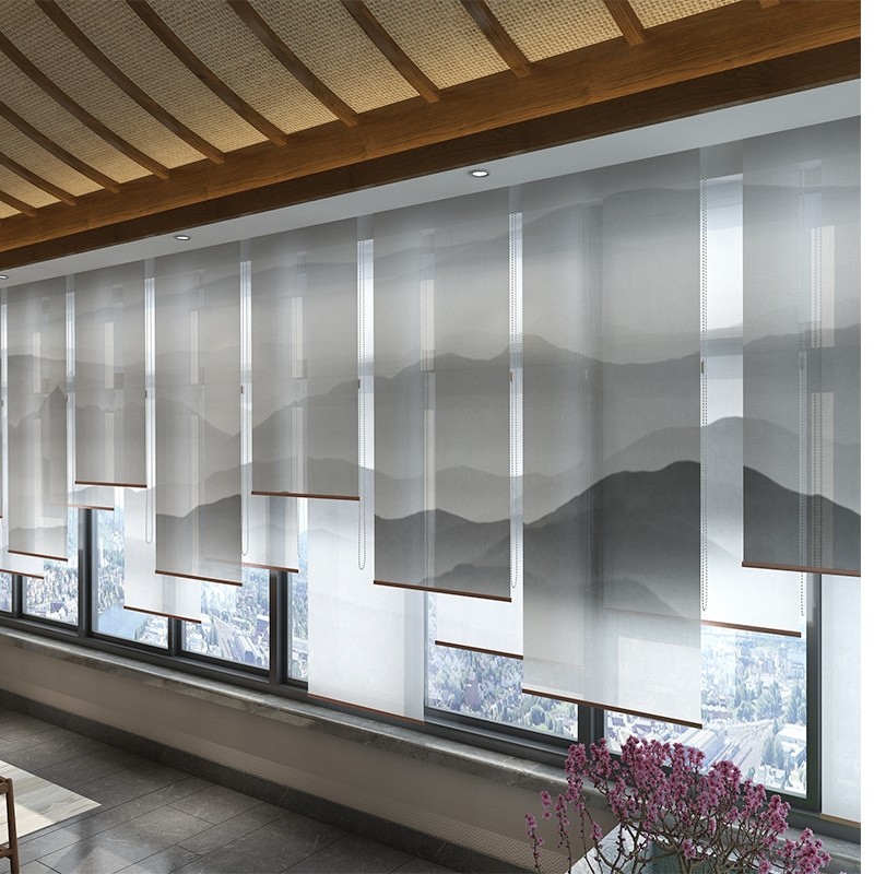 隔断软装餐厅酒店帘子窗帘落地现代屏风挂式卷帘
