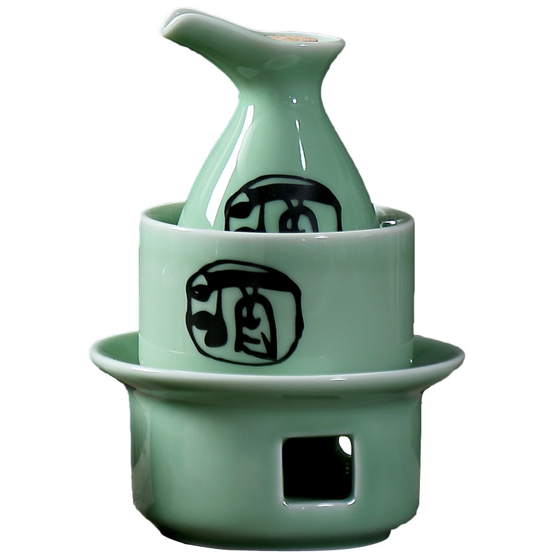 温酒器烫酒壶家用 陶瓷白黄烈酒暖酒具 加热煮酒酒壶酒杯半斤套装