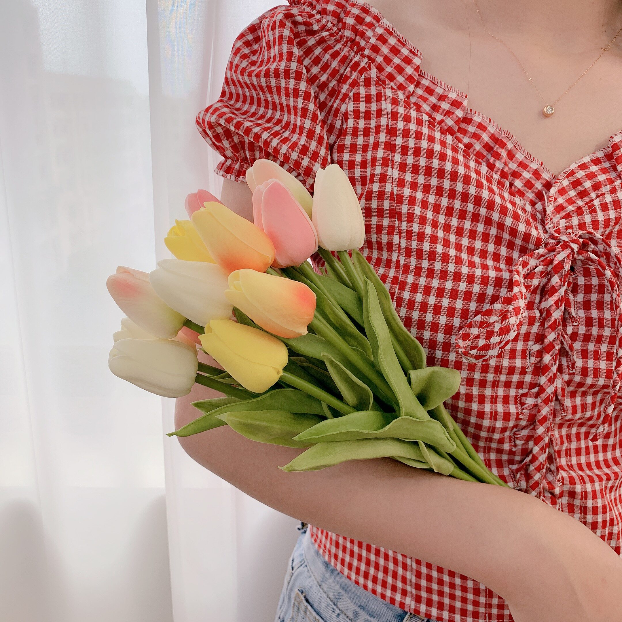 仿真ins郁金郁金香香送花瓶房间客厅桌面花束仿真花