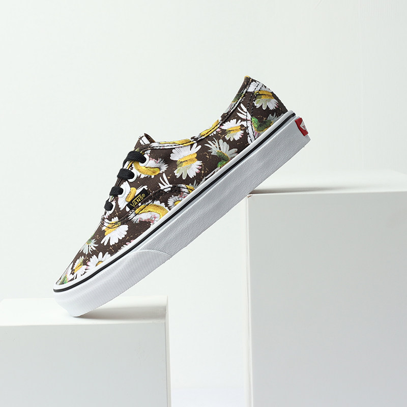 vansauthentic小雏菊菊花图案帆布鞋男女鞋休闲板鞋vn0a5hzs9fv