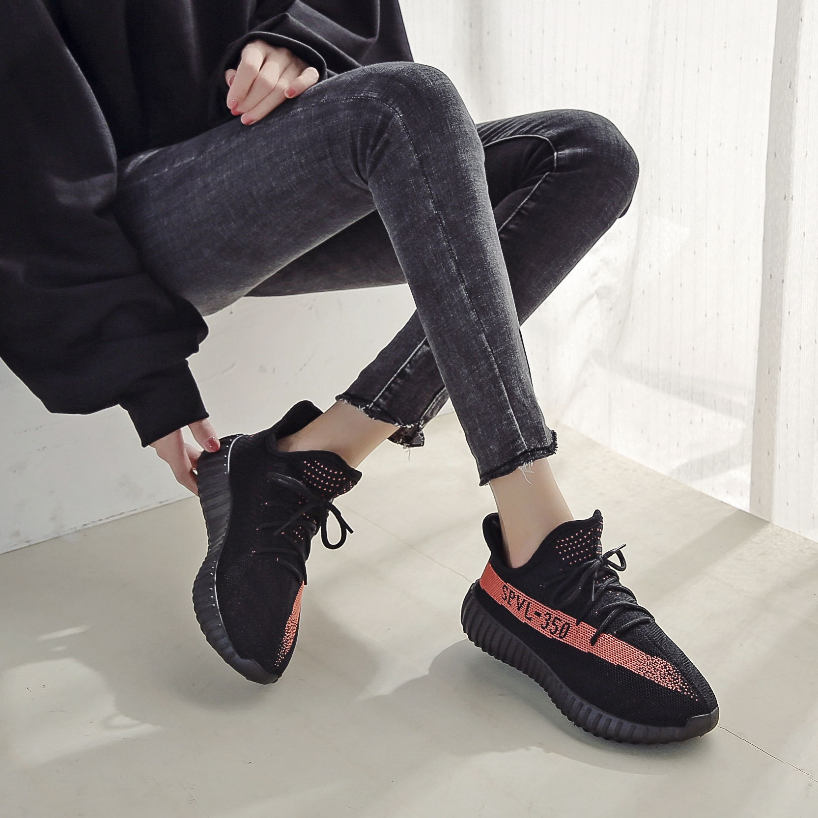 椰子350运动鞋女ins春季2022新款韩版百搭情侣软底网面健身跑步鞋