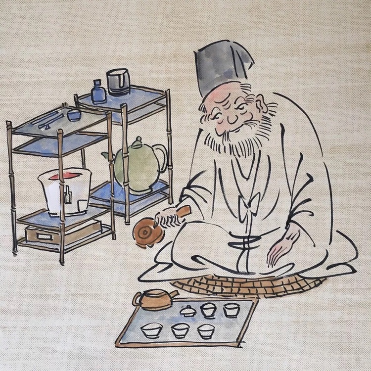 茶室小品卖茶独乐国画