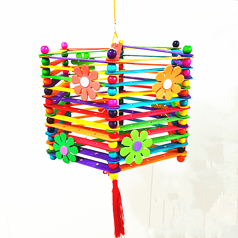 手工灯笼雪糕木棒打孔创意模型diy制作材料手工创意粘贴类