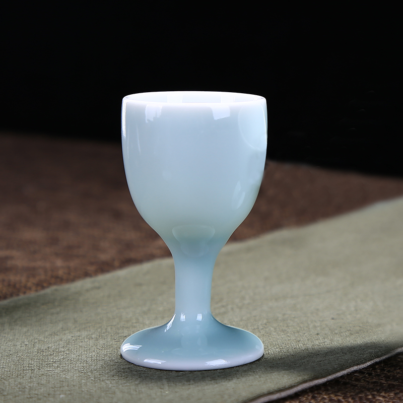 酒杯家用高脚仿古青瓷陶瓷白酒酒具礼品酒杯