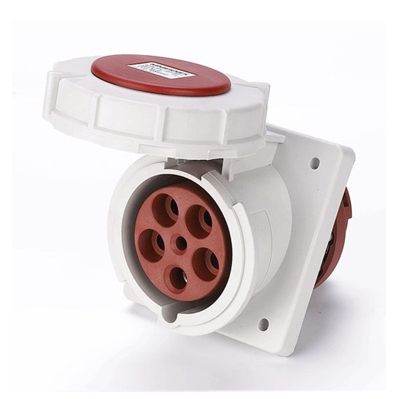 插头三相航空380v63a五孔防水斜座暗装16a32a工业插头