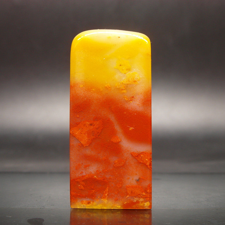 印章巴林石印章石料篆刻红花冻俏色彩冻石57mm文创