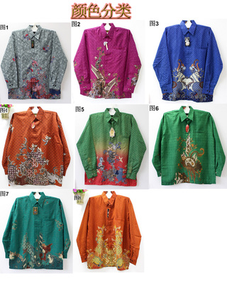 印尼服装服饰双层巴迪butik柔软纱笼布民族民族男装长袖衬衫