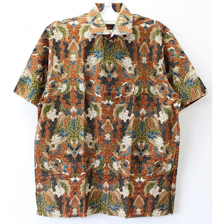 男士印尼进口夏季新款休闲大码短袖衬衫衬衣衬衫