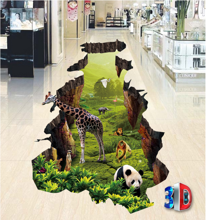 3d墙贴立体地贴卧室客厅创意地板贴画洗手间墙贴