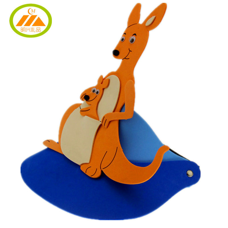 母子袋鼠头饰帽子纪念品动物头套面具幼儿园儿童聚会装饰帽子