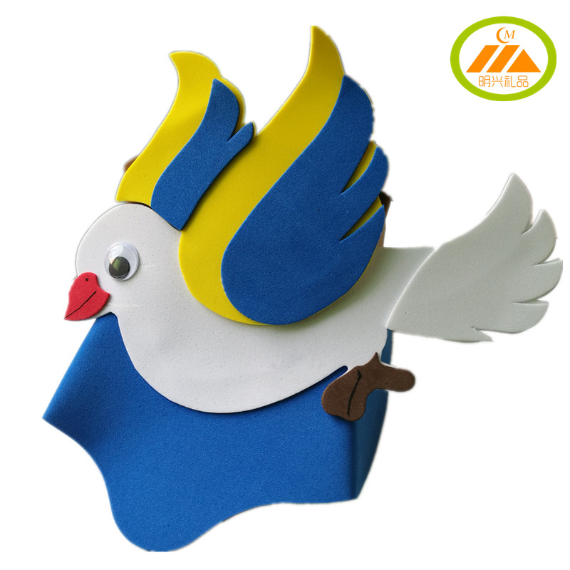 小鸟头饰道具帽子儿童白鸽猫头鹰燕子喜鹊鹦鹉小动物面具表演头套