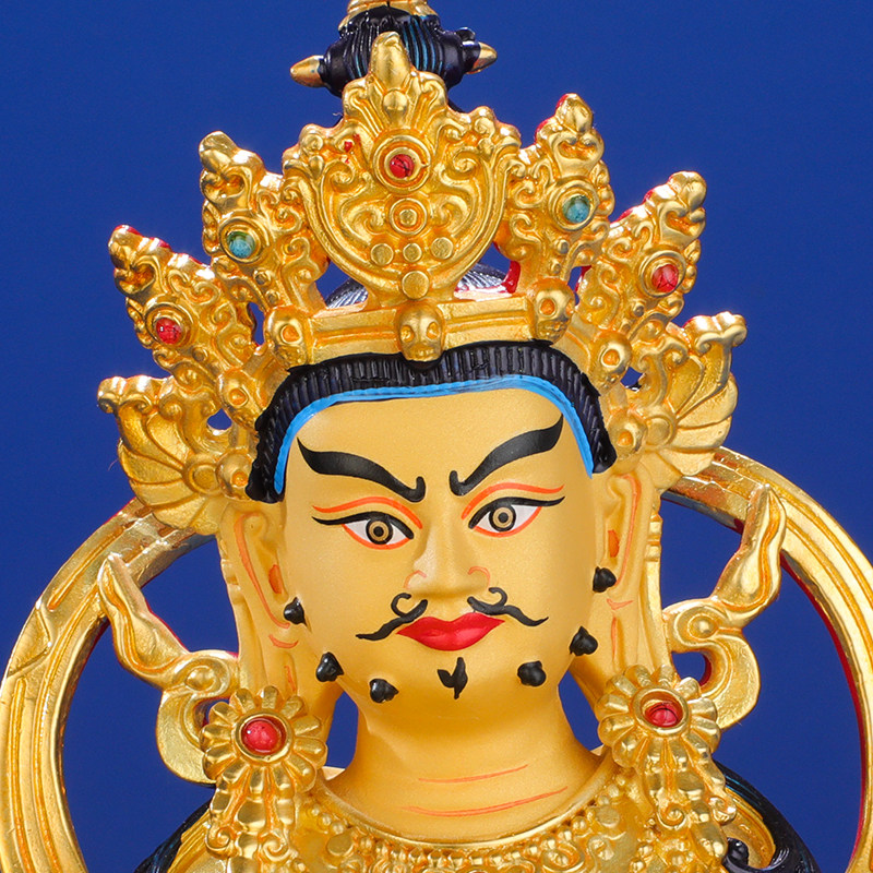 精工纯铜光面面黄财神西藏佛具密宗佛像摆件摆件
