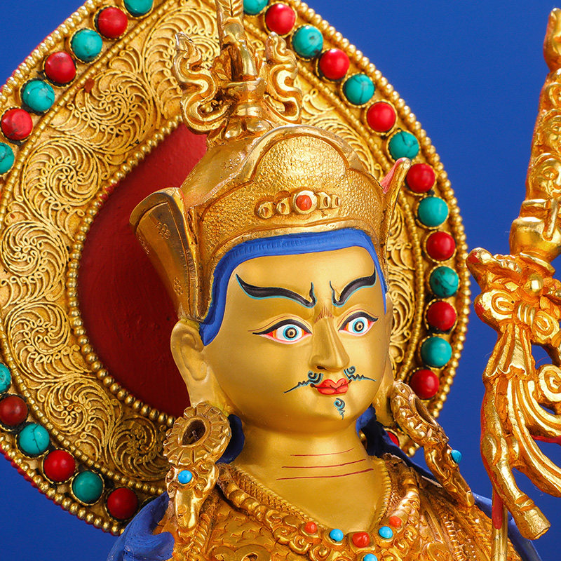 佛像莲花莲师佛堂密宗背光花生金背光全鎏纯铜摆件