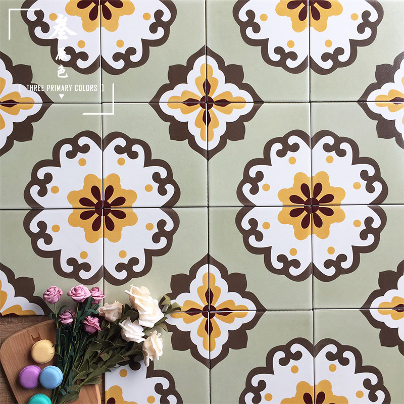卫生间阳台墙砖仿古砖花砖北欧花片瓷砖复古艺术花片
