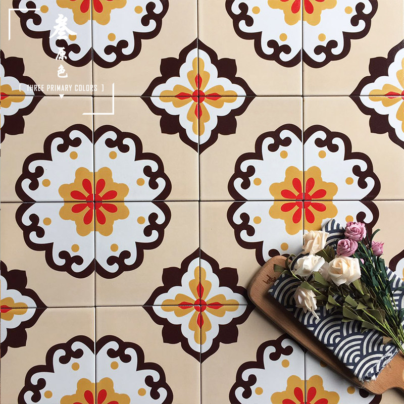 卫生间阳台墙砖仿古砖花砖北欧花片瓷砖复古艺术厨房拼花地砖200