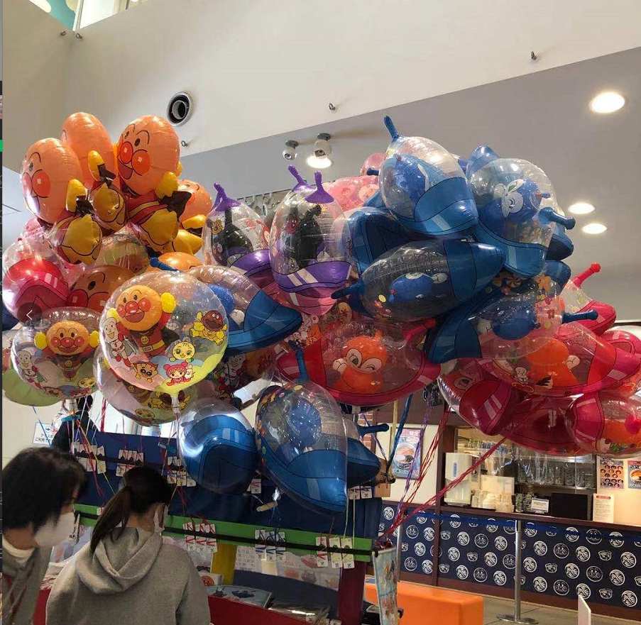 现货日本进口面包超人博物馆儿童飘空自封封口双层气球