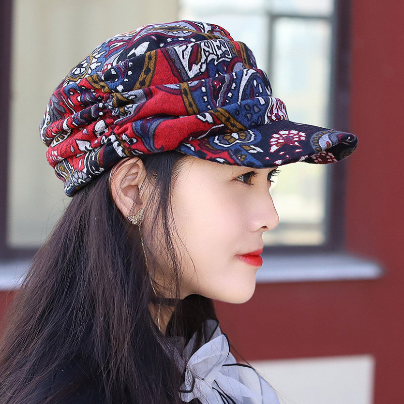 鸭舌帽春夏帽子女帽时装褶皱平顶顶帽硬沿棒球帽帽子