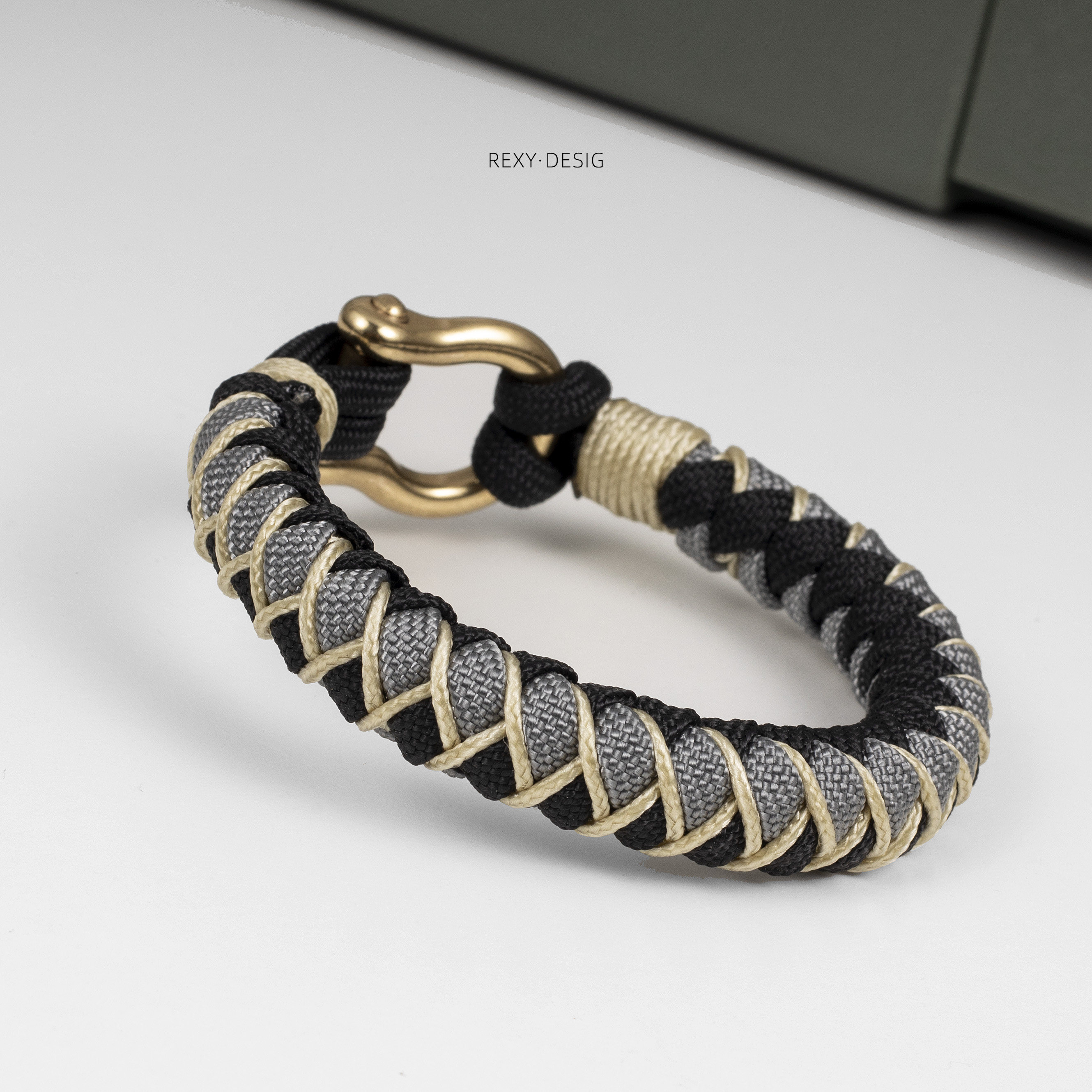 rexy逆鳞手绳手工编织纯铜马蹄扣伞个性手链手链