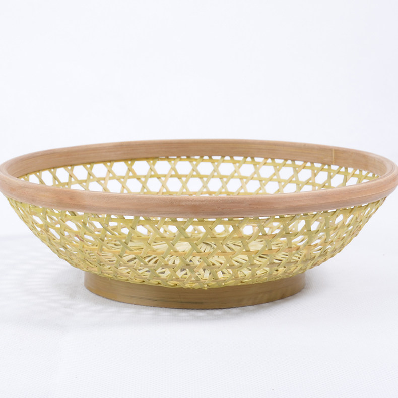 手工竹编制品果盘镂空椭圆水果蔬菜托盘全竹竹编